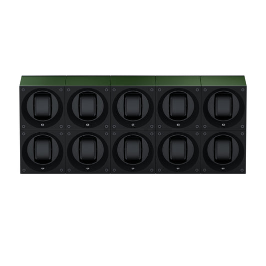 Masterbox 10 watches Dark Green Aluminum: rotating case for automatic watches