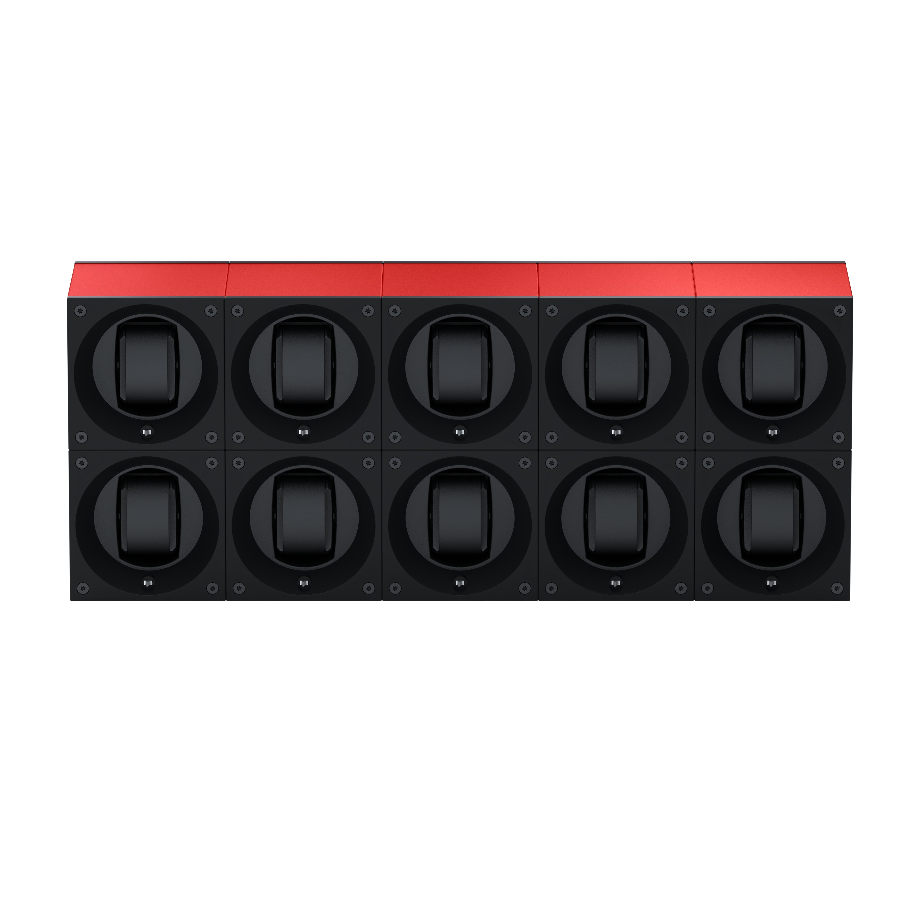 Masterbox 10 Red Aluminum Watches: Rotating Watch Case for Automatic Watches