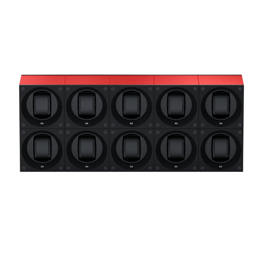 Masterbox 10 Red Aluminum Watches: Rotating Watch Case for Automatic Watches
