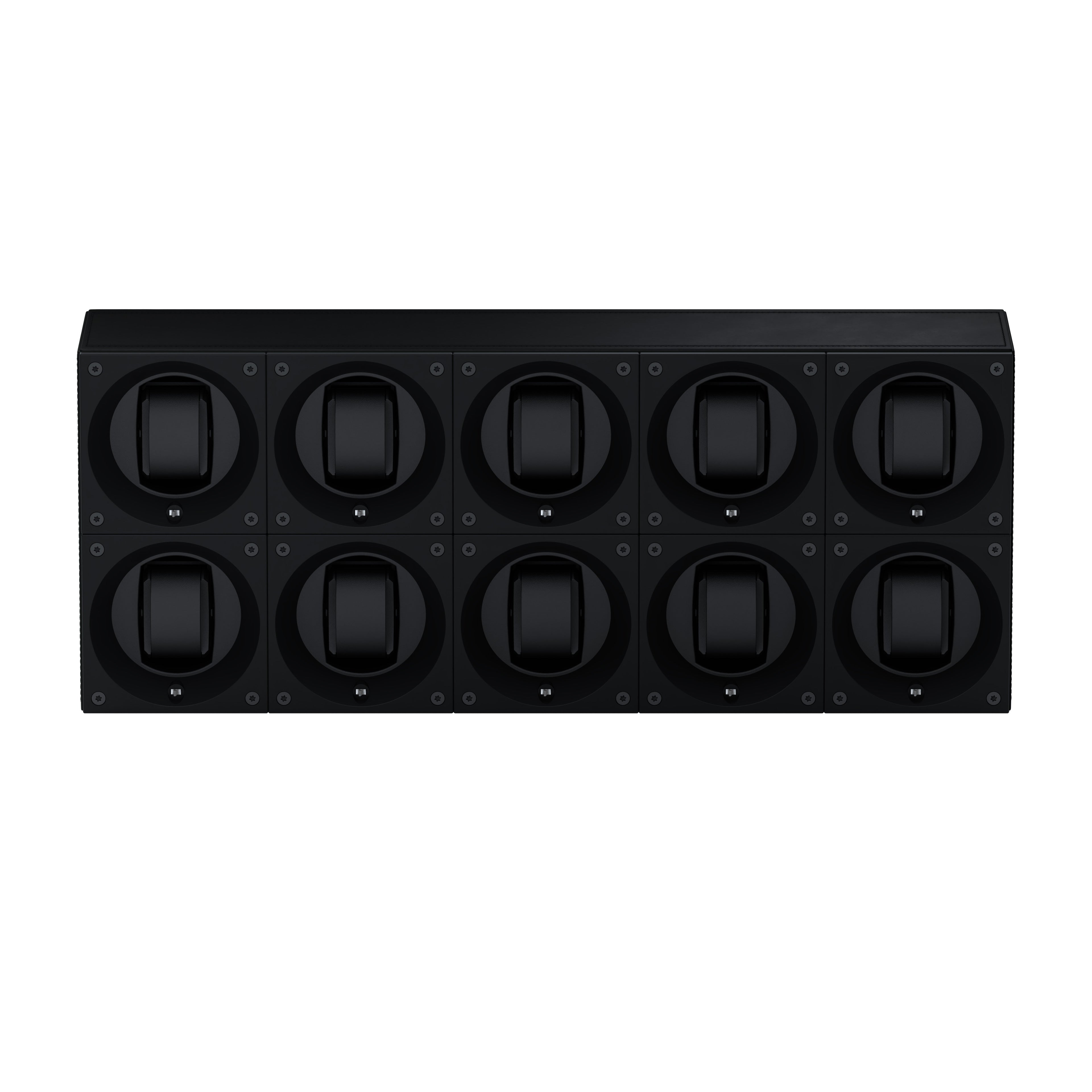 Masterbox 10 Black Leather Watches: Rotating Watch Case for Automatic Watches