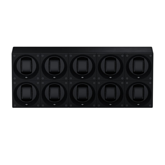 Masterbox 10 Black Leather Watches: Rotating Watch Case for Automatic Watches