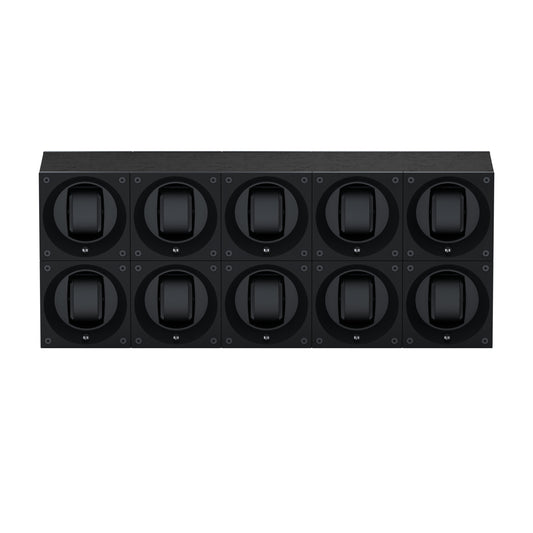 Masterbox 10 Black Wenge Wood Watches: Rotating Watch Box for Automatic Watches