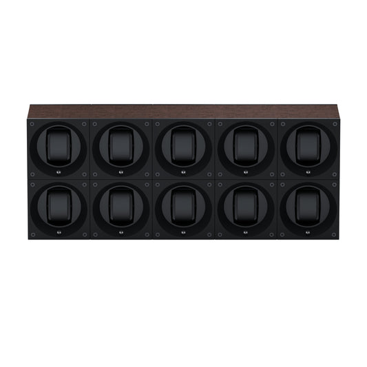 Masterbox 10 Natural Wenge Wood Watches: Rotating Watch Box for Automatic Watches