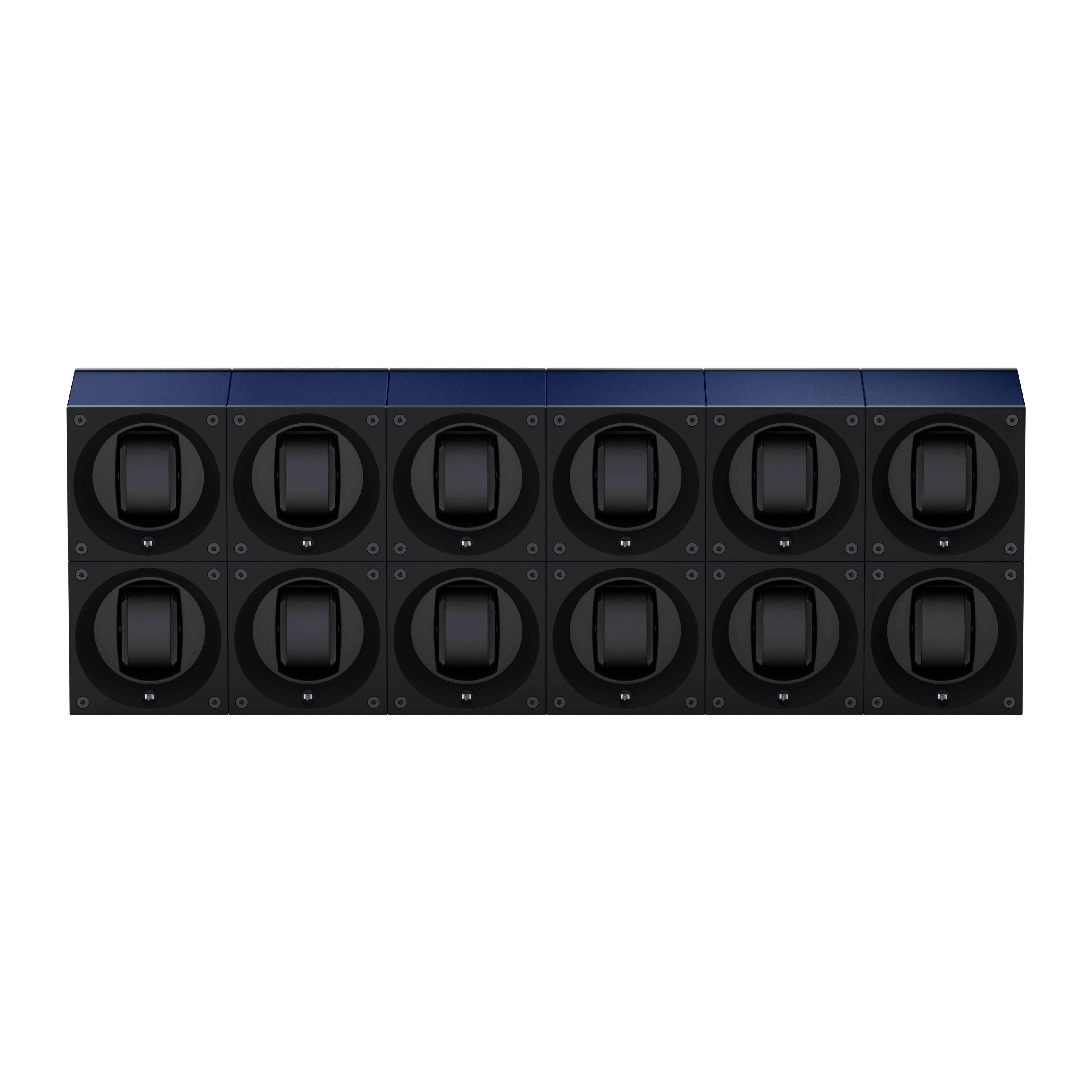 Masterbox 12 watches Aluminum Navy Blue: rotating case for automatic watches