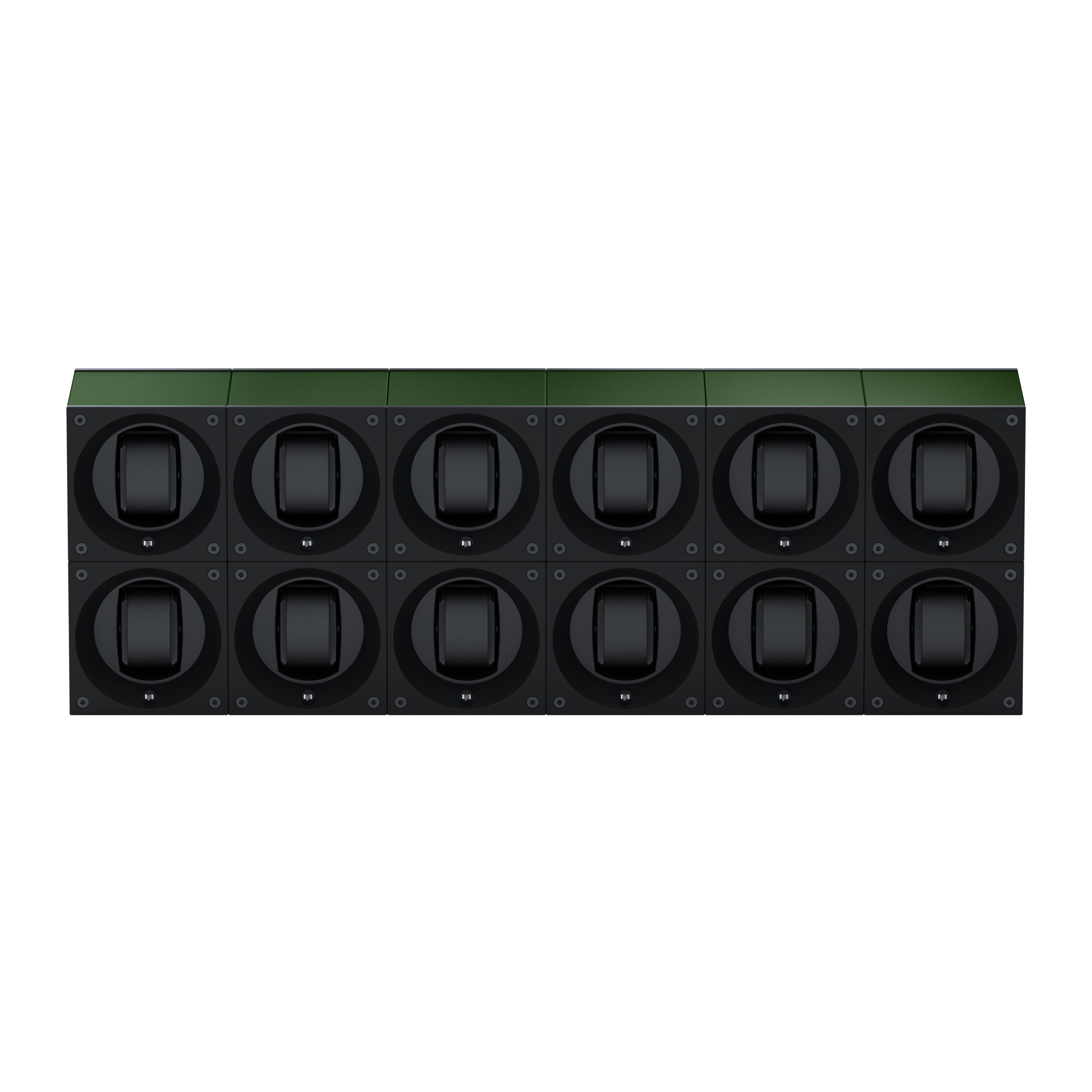 Masterbox 12 watches Dark Green Aluminum: rotating case for automatic watches