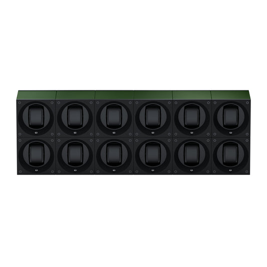 Masterbox 12 watches Dark Green Aluminum: rotating case for automatic watches