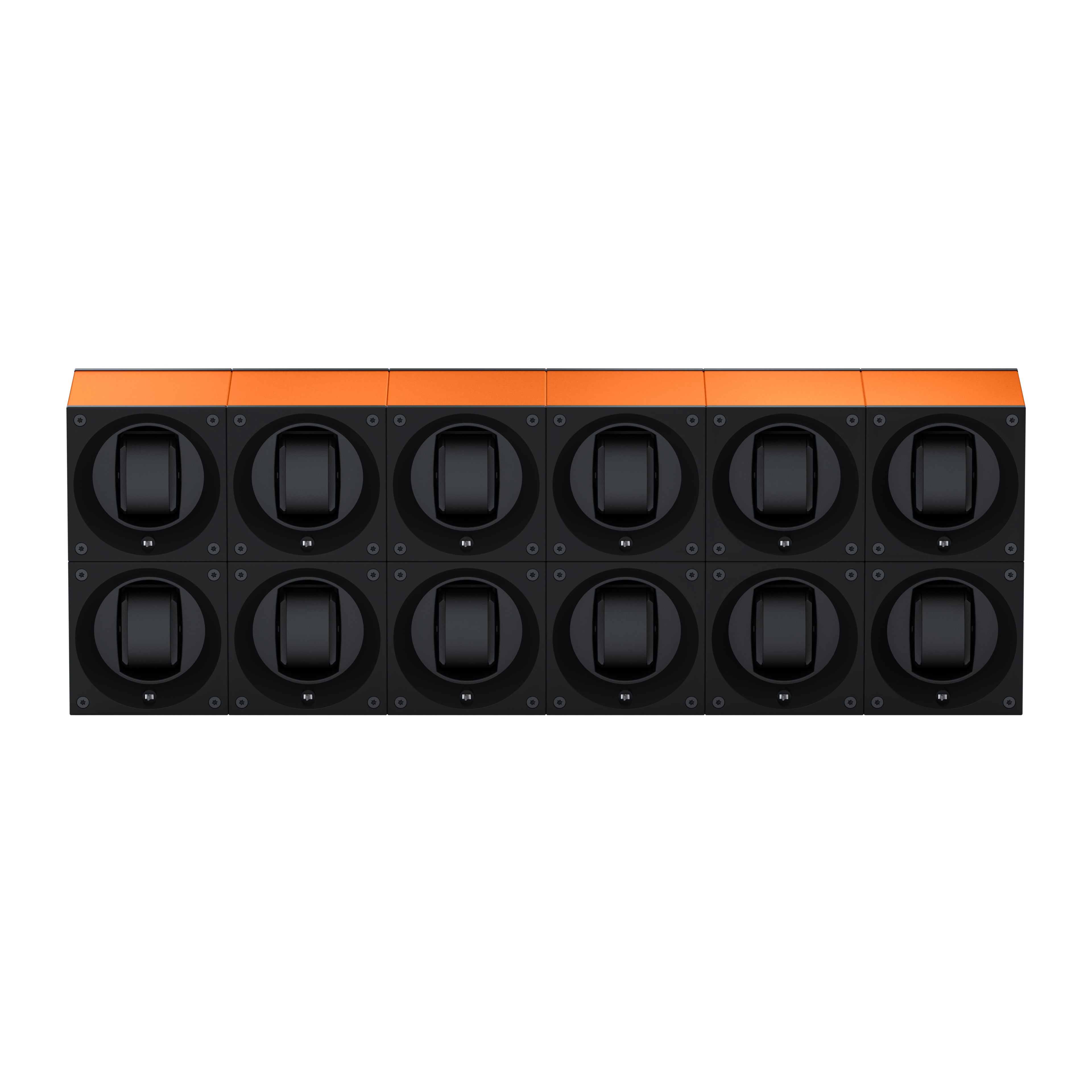 Masterbox 12 Orange Aluminum Watches: Rotating Watch Case for Automatic Watches