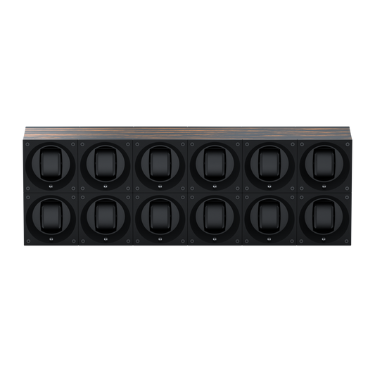 Masterbox 12 Palm Wood Watches: Rotating Watch Case for Automatic Watches