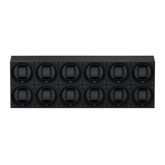 Masterbox 12 Black Wenge Wood Watches: Rotating Watch Box for Automatic Watches