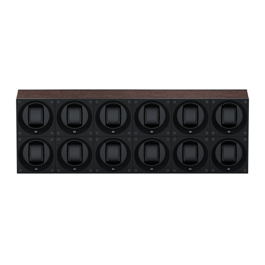 Masterbox 12 Natural Wenge Wood Watches: Rotating Watch Box for Automatic Watches