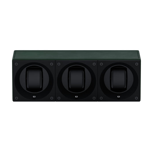 Masterbox 3 watches Green Leather: rotating case for automatic watches