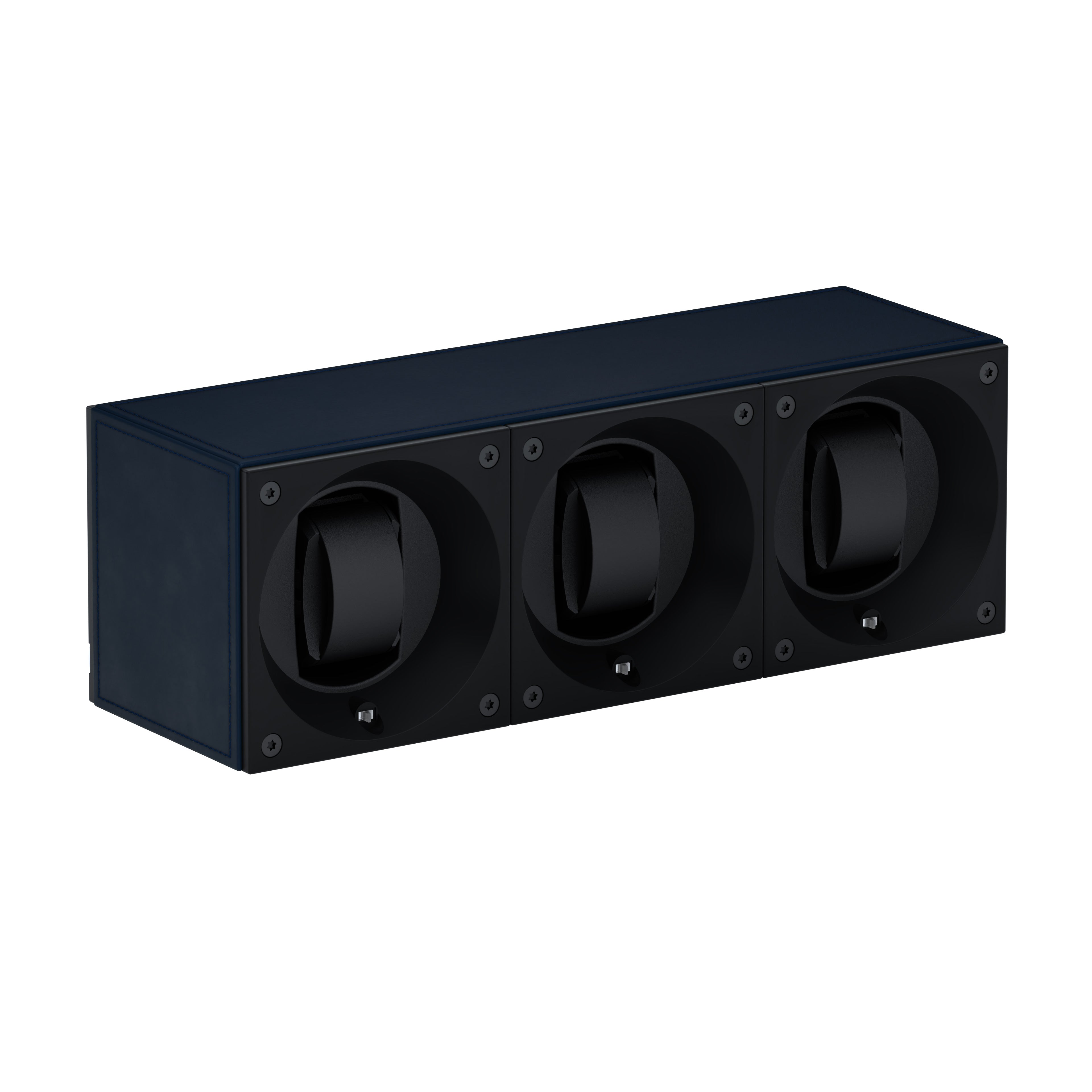 Automatic watch winder: Masterbox 3 watches Navy Blue Leather