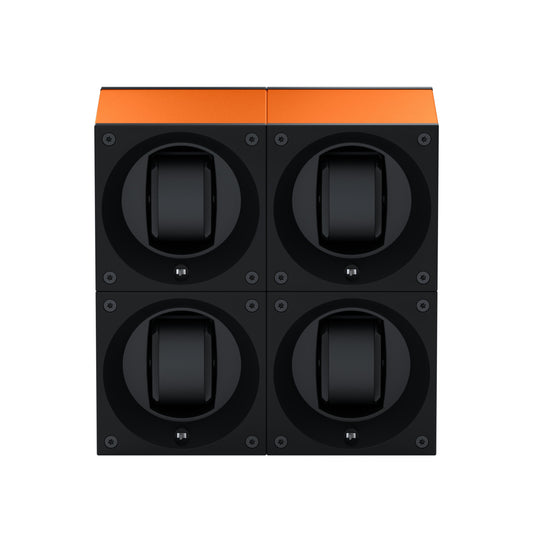 Masterbox 4 watches Aluminum Orange: rotating case for automatic watches