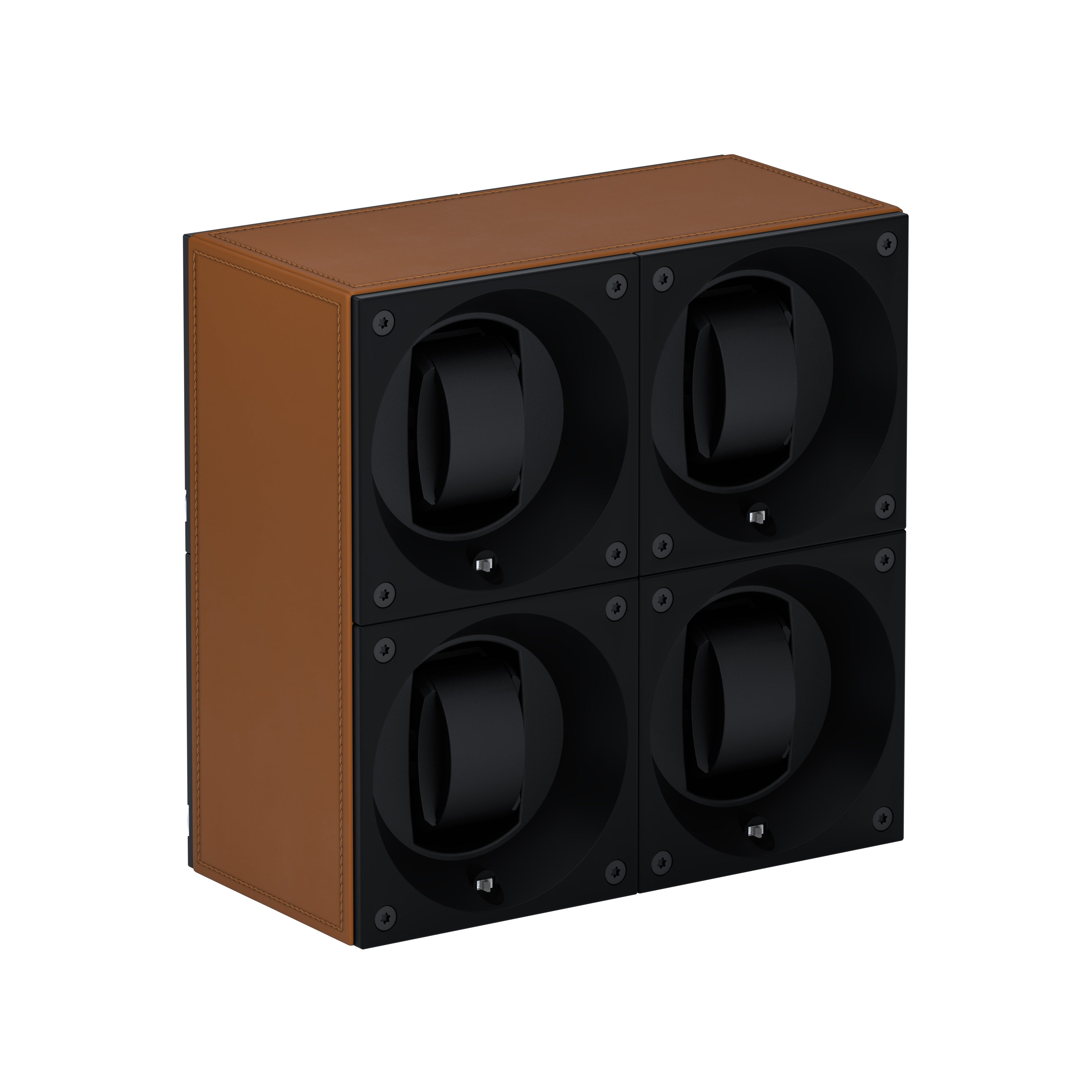 Automatic watch winder: Masterbox 4 watches Cognac leather