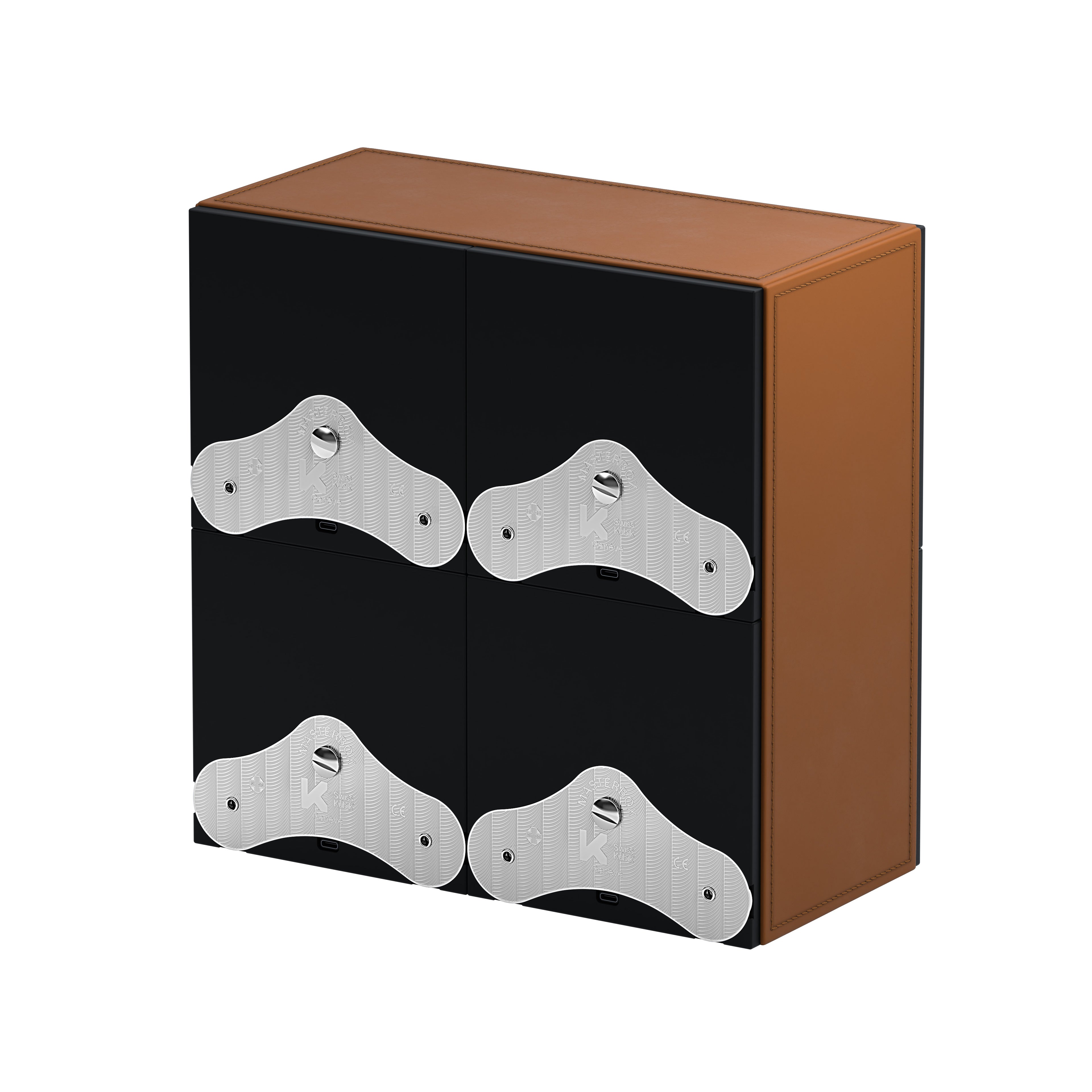 SwissKubik: Masterbox automatic watch winder Cognac leather for 4 watches