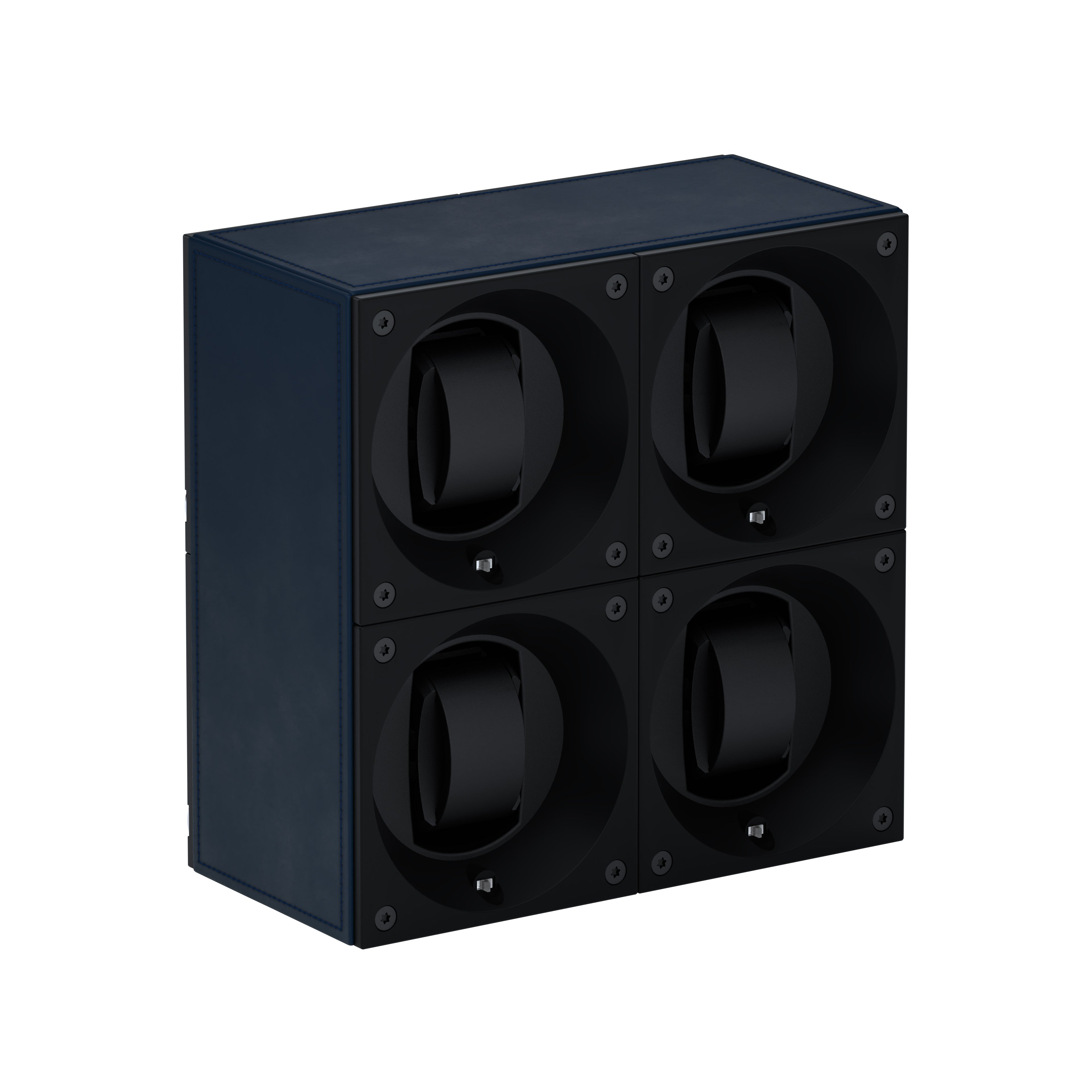 Automatic watch winder: Masterbox 4 watches Navy Blue Leather