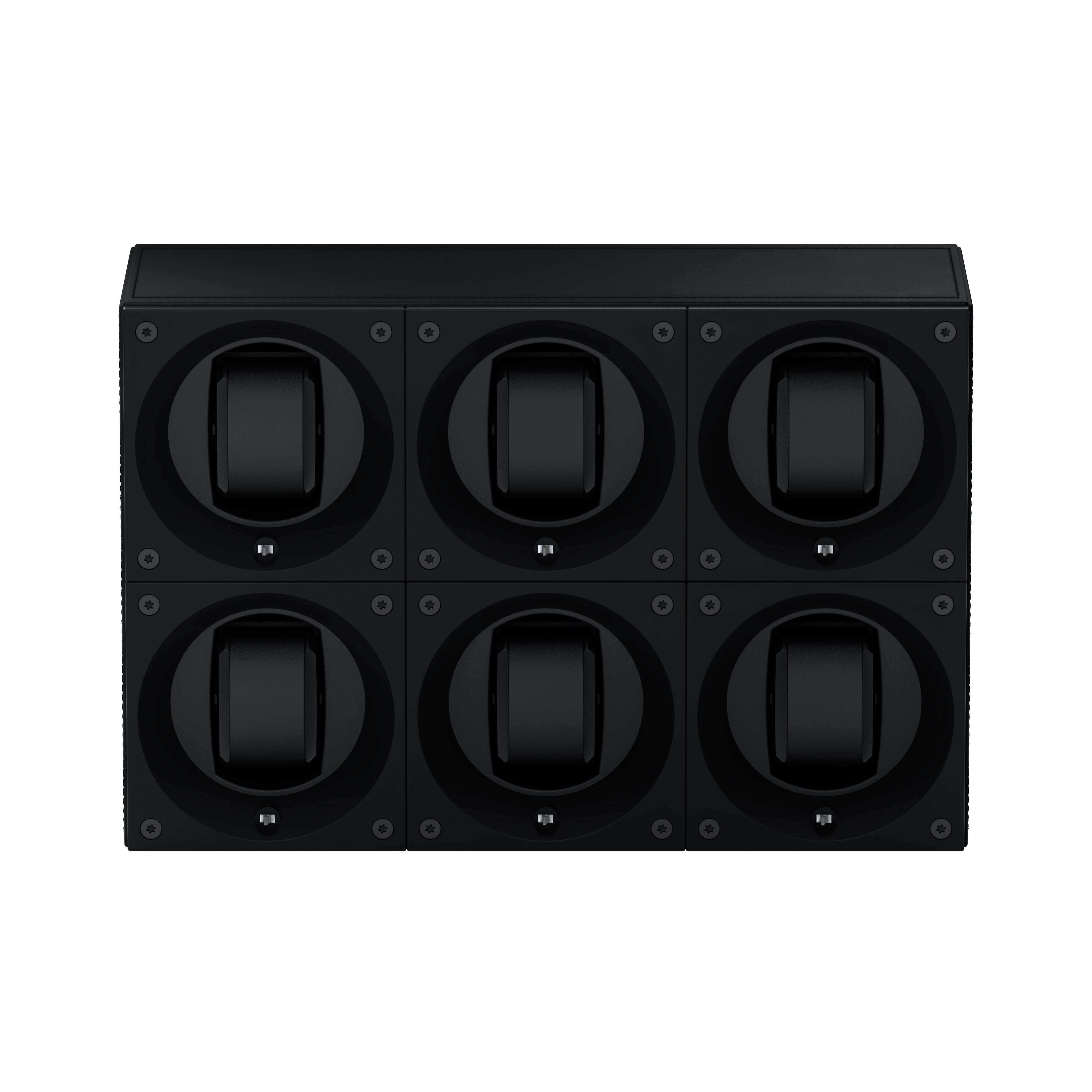 Masterbox 6 watches Black Leather: rotating case for automatic watches