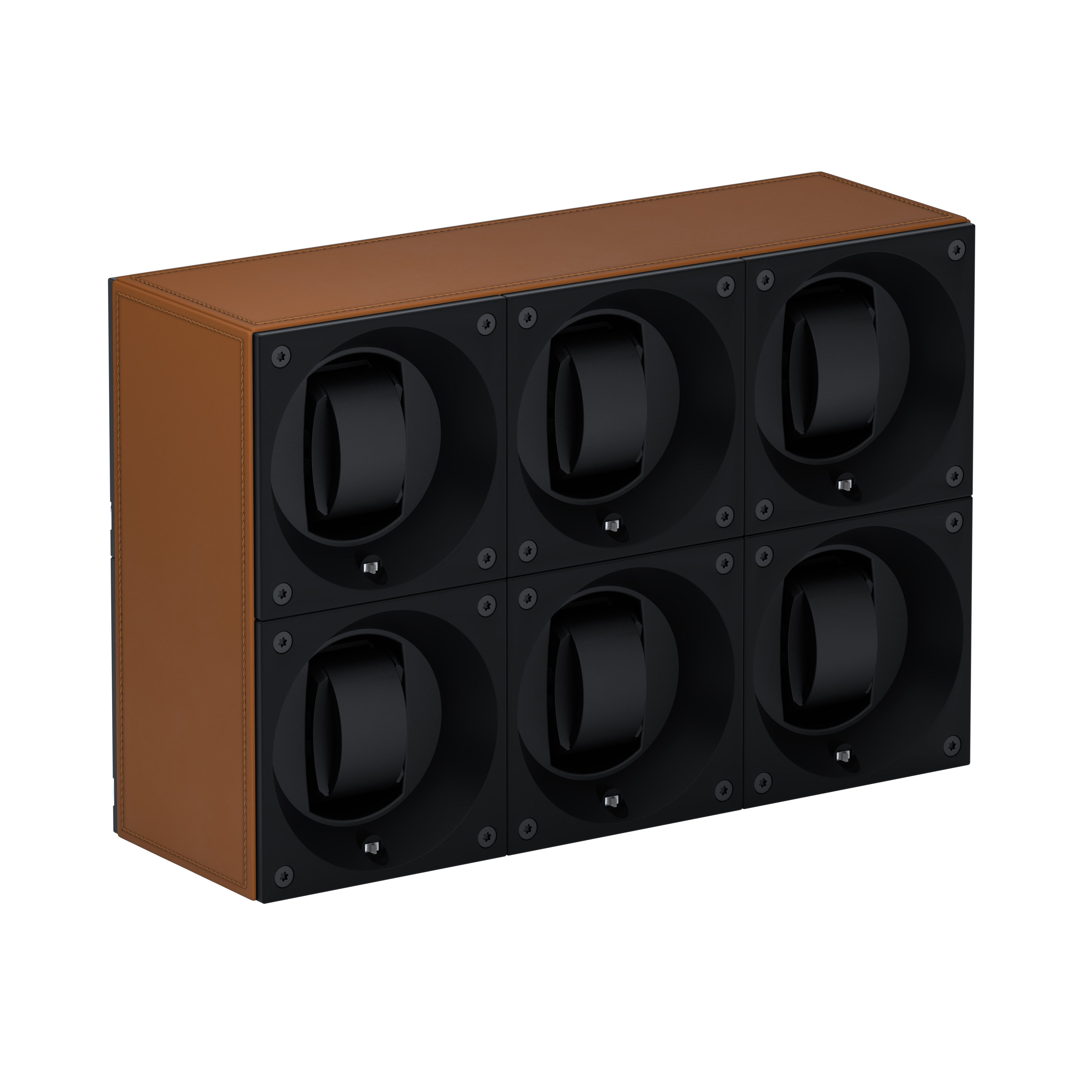 Automatic watch winder: Masterbox 6 watches Cognac leather