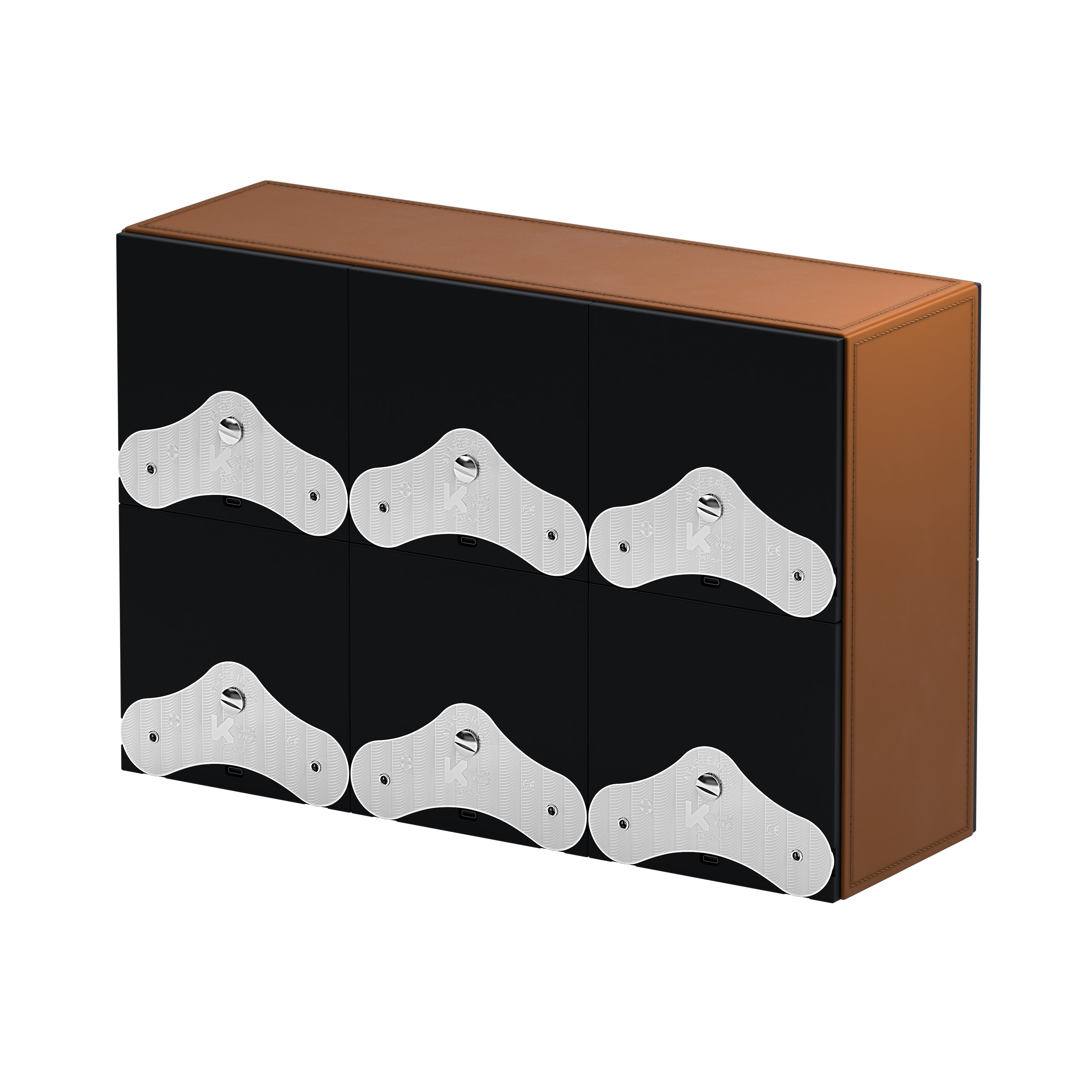 SwissKubik: Masterbox automatic watch winder Cognac leather for 6 watches