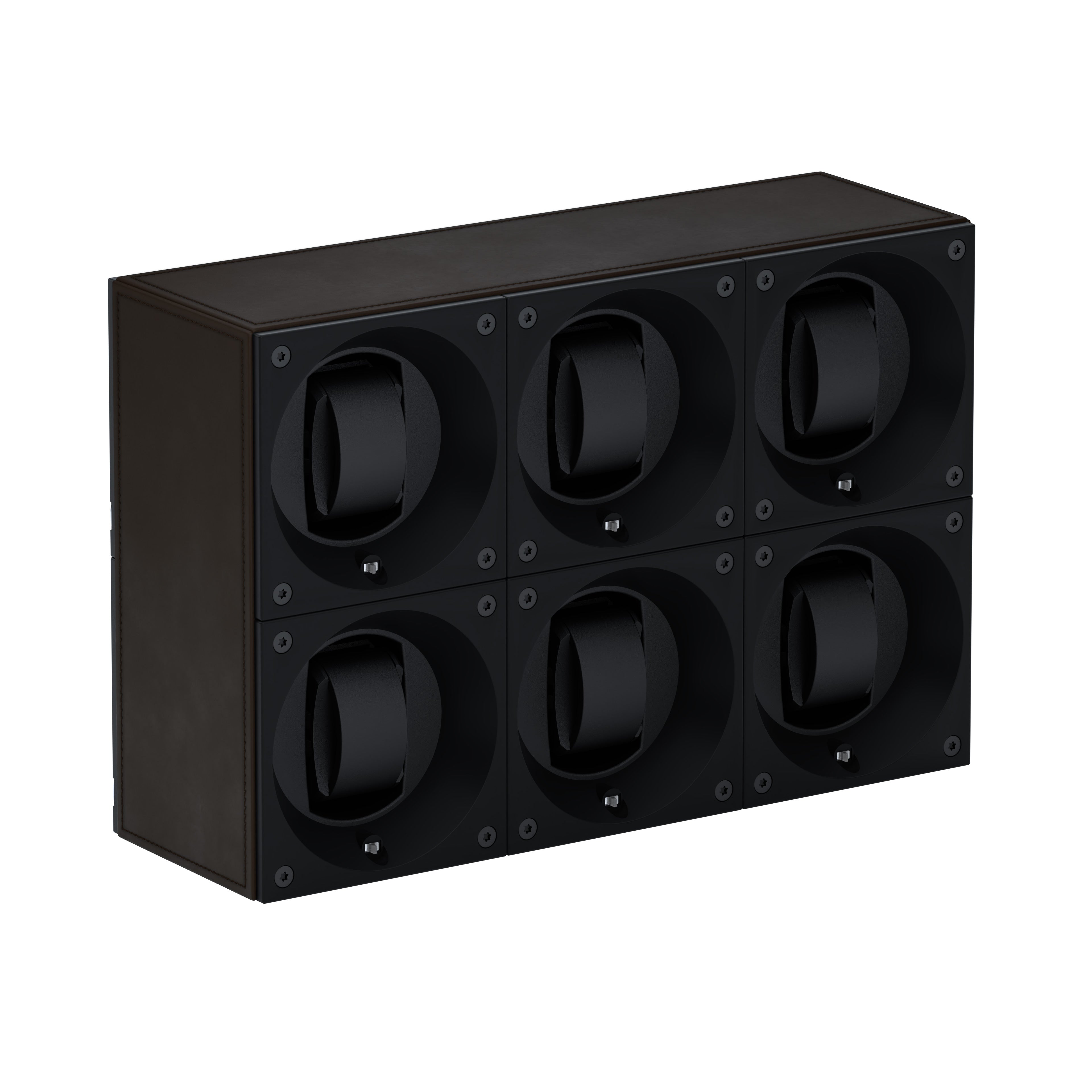 Automatic watch winder: Masterbox 6 watches Dark Brown Leather