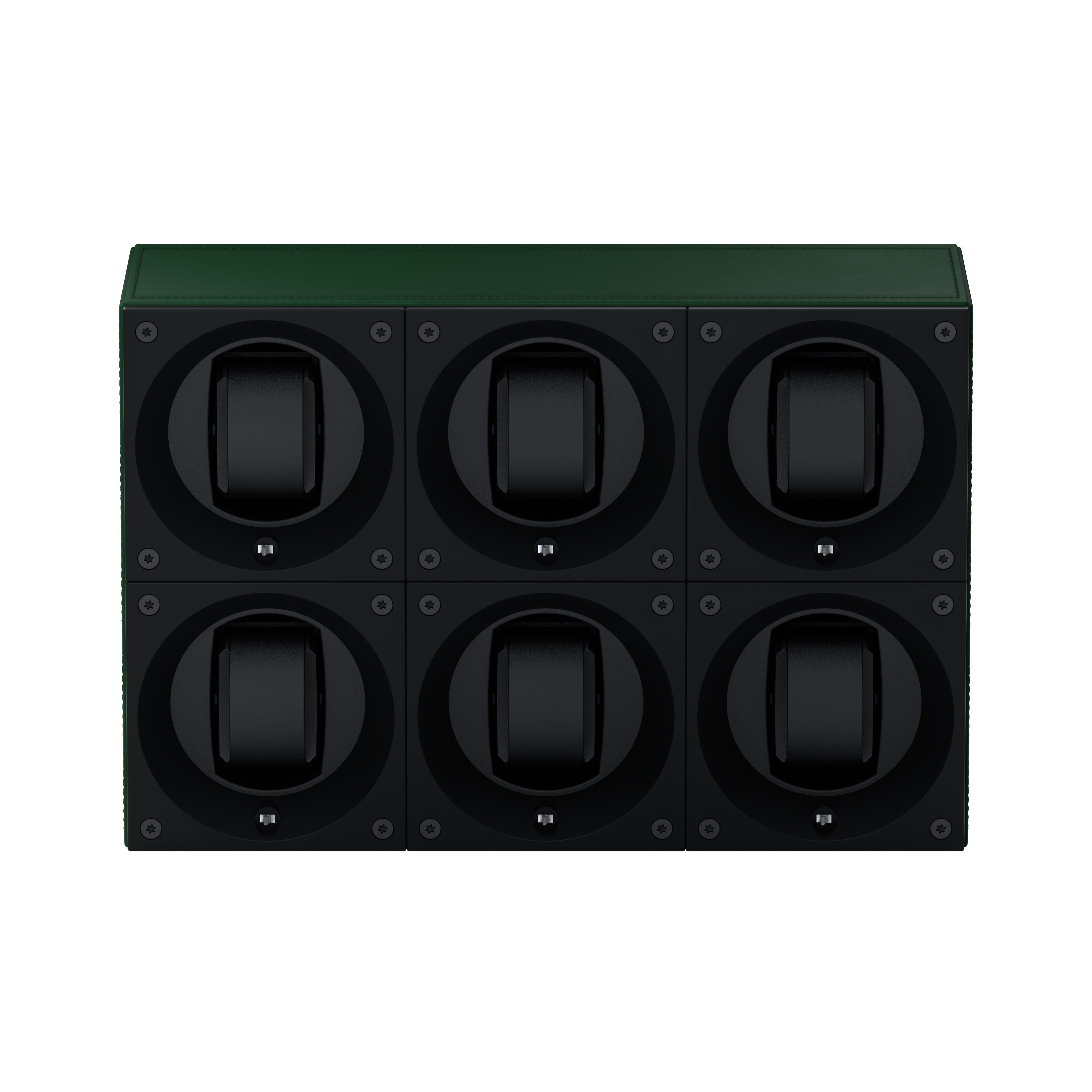 Masterbox 6 watches Green Leather: rotating case for automatic watches