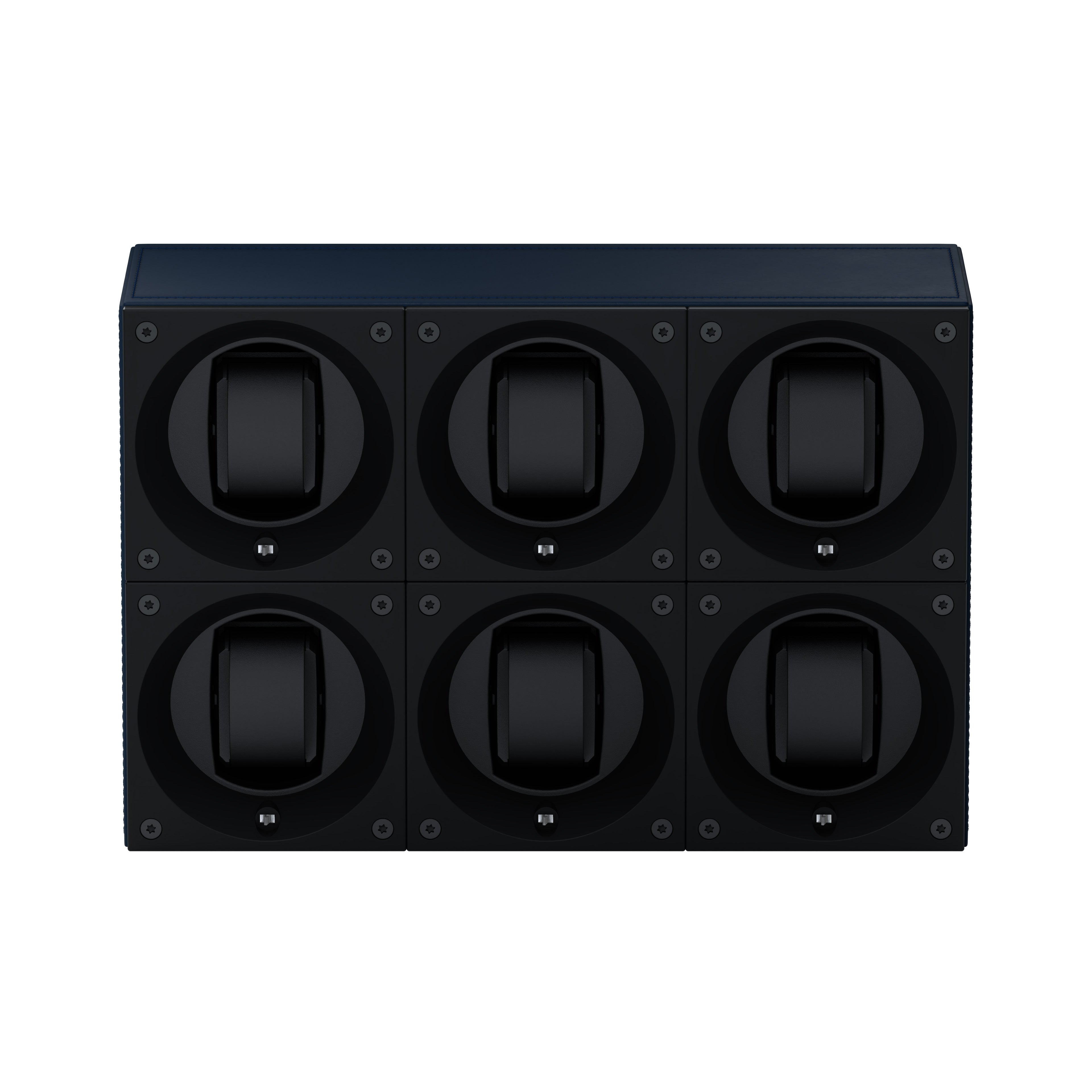 Masterbox 6 watches Navy Blue Leather: rotating case for automatic watches