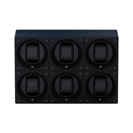 Masterbox 6 watches Navy Blue Leather: rotating case for automatic watches