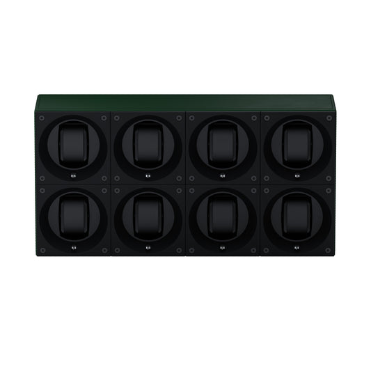 Masterbox 8 watches Green Leather: rotating case for automatic watches