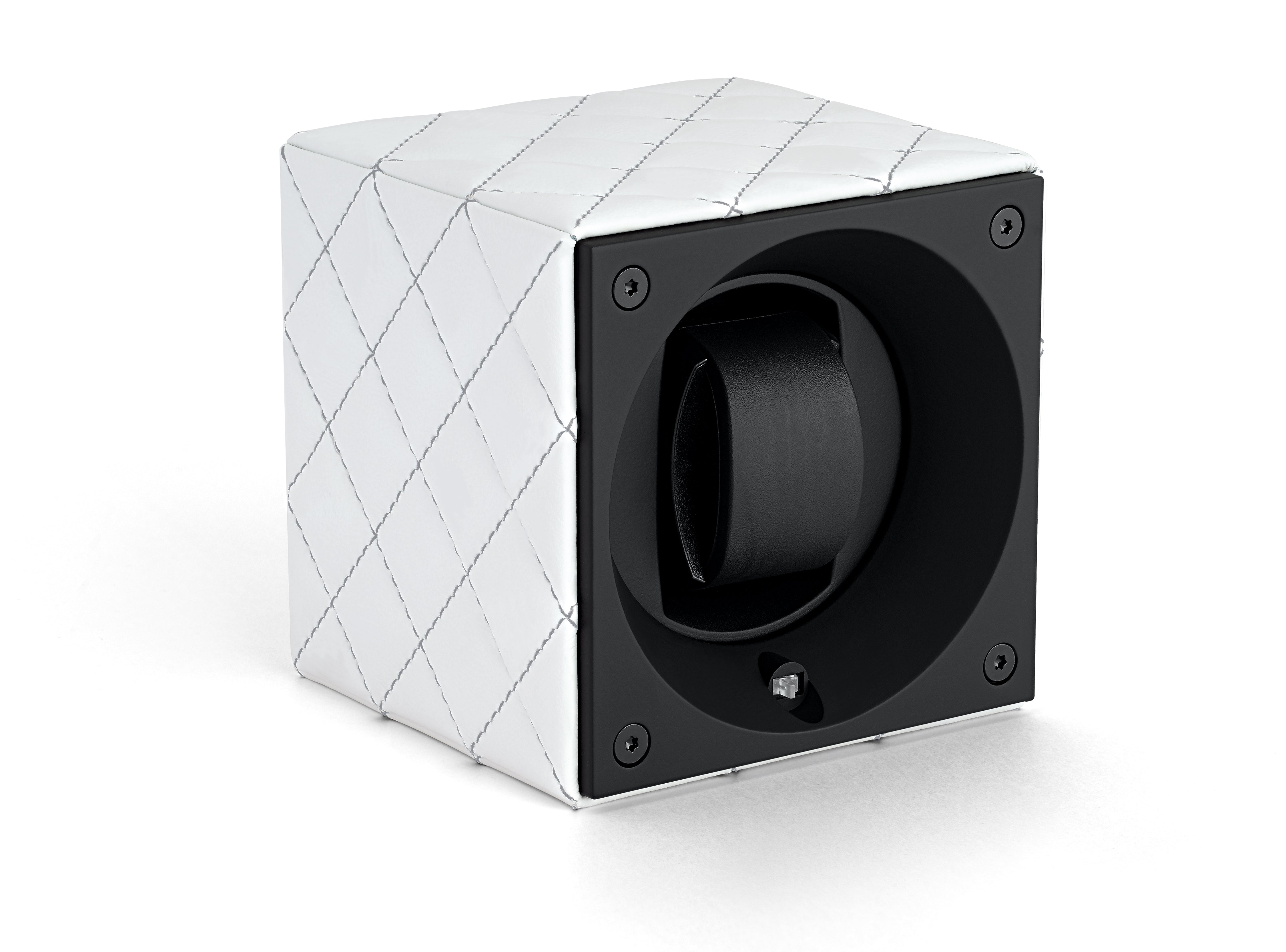 Masterbox Single White Leather Grey Matelassé Stitches