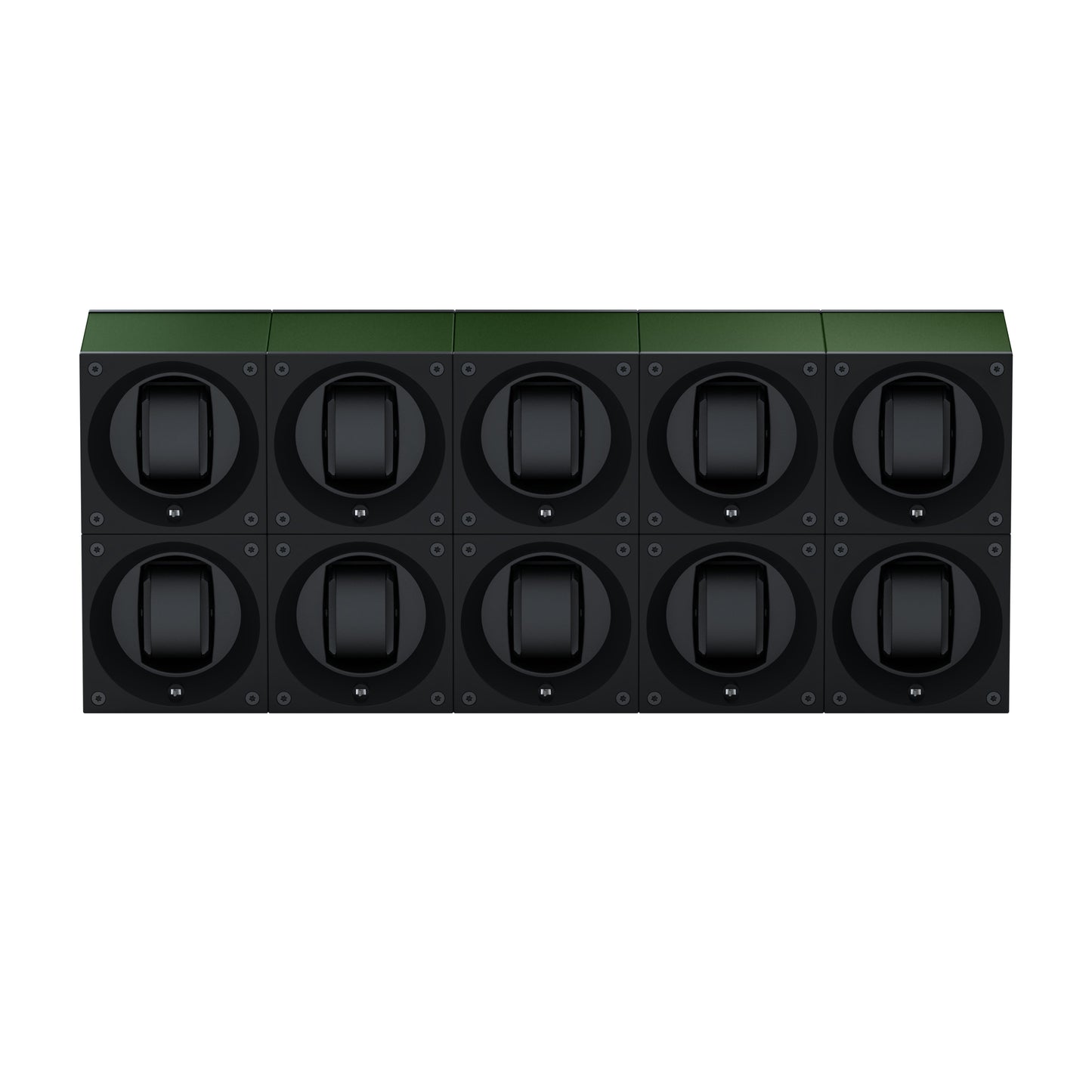 Masterbox 10 watches Dark Green Aluminum: rotating case for automatic watches