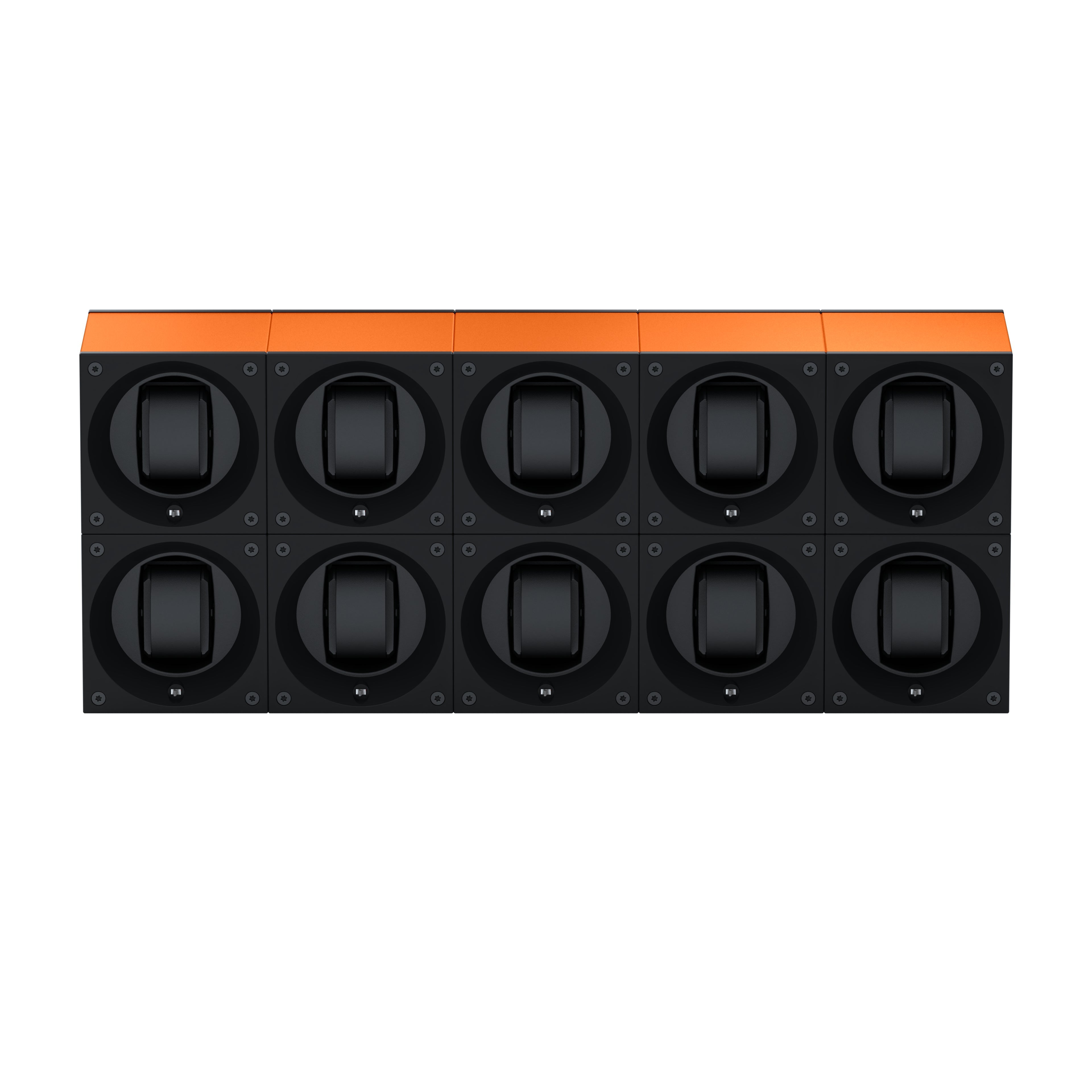 Masterbox 10 Orange Aluminum Watches: Rotating Watch Case for Automatic Watches
