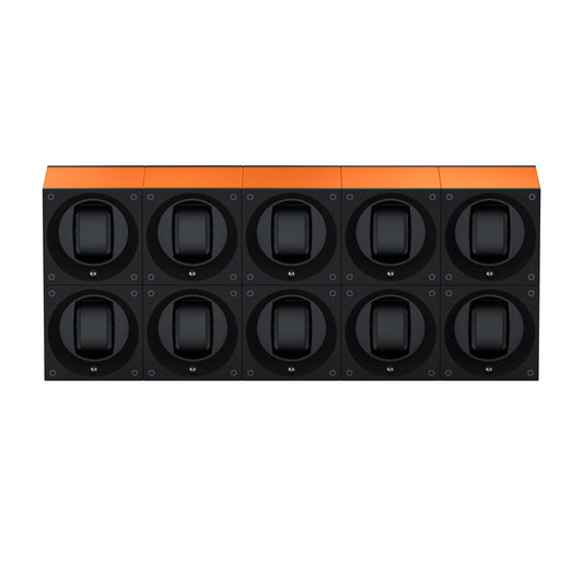 Masterbox 10 Orange Aluminum Watches: Rotating Watch Case for Automatic Watches