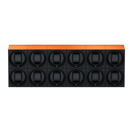 Masterbox 12 Orange Aluminum Watches: Rotating Watch Case for Automatic Watches