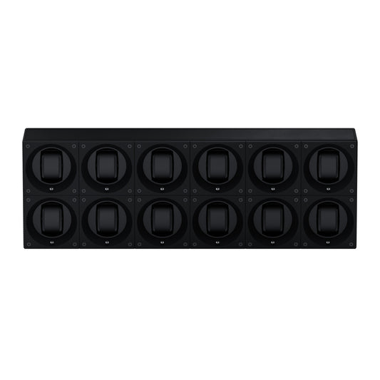 Masterbox 12 Black Leather Watches: Rotating Watch Case for Automatic Watches