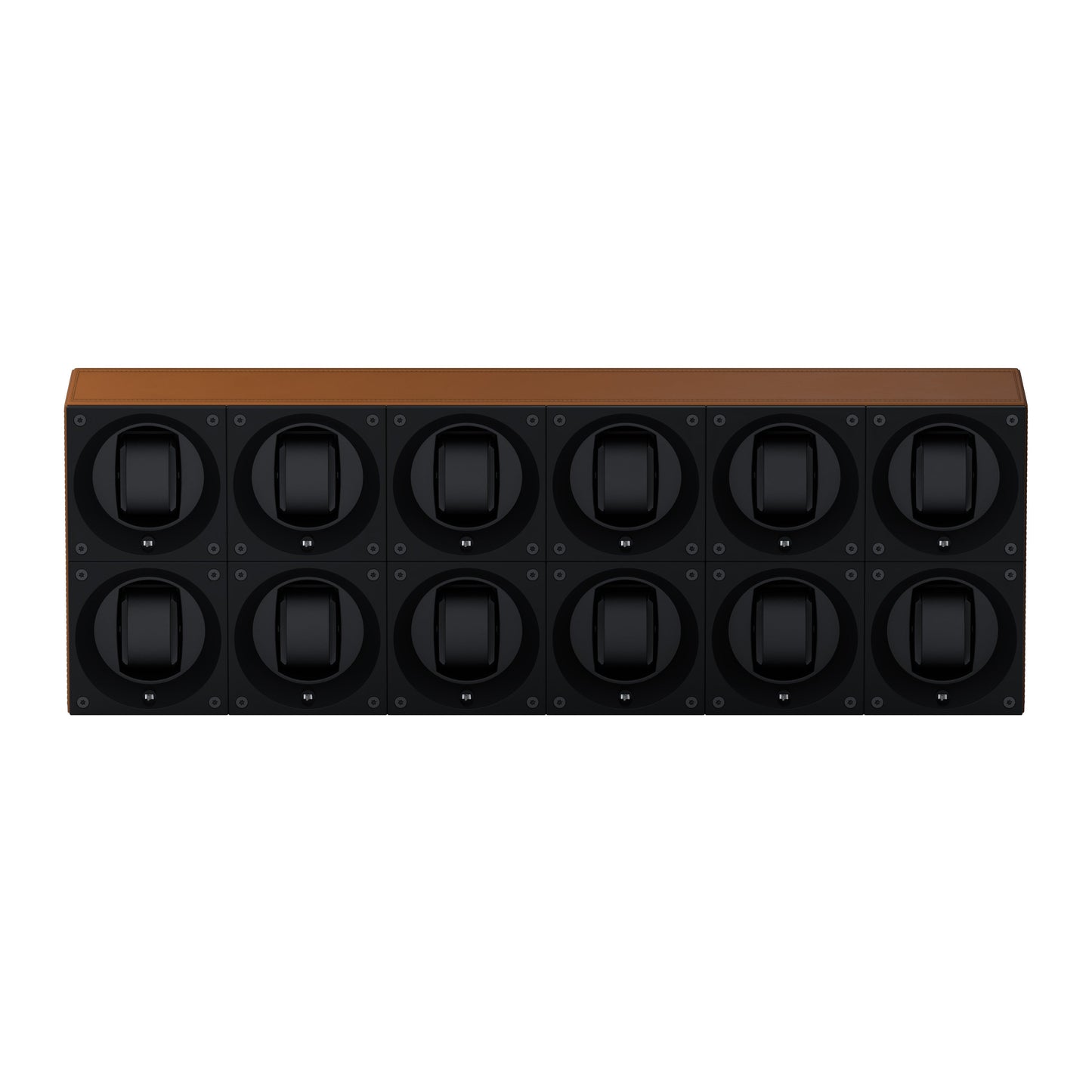 Masterbox 12 Cognac Leather Watches: Rotating Watch Case for Automatic Watches