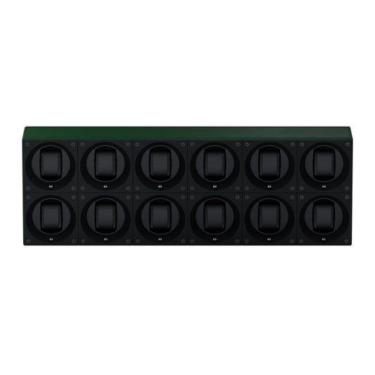 Masterbox 12 watches Green Leather: rotating case for automatic watches