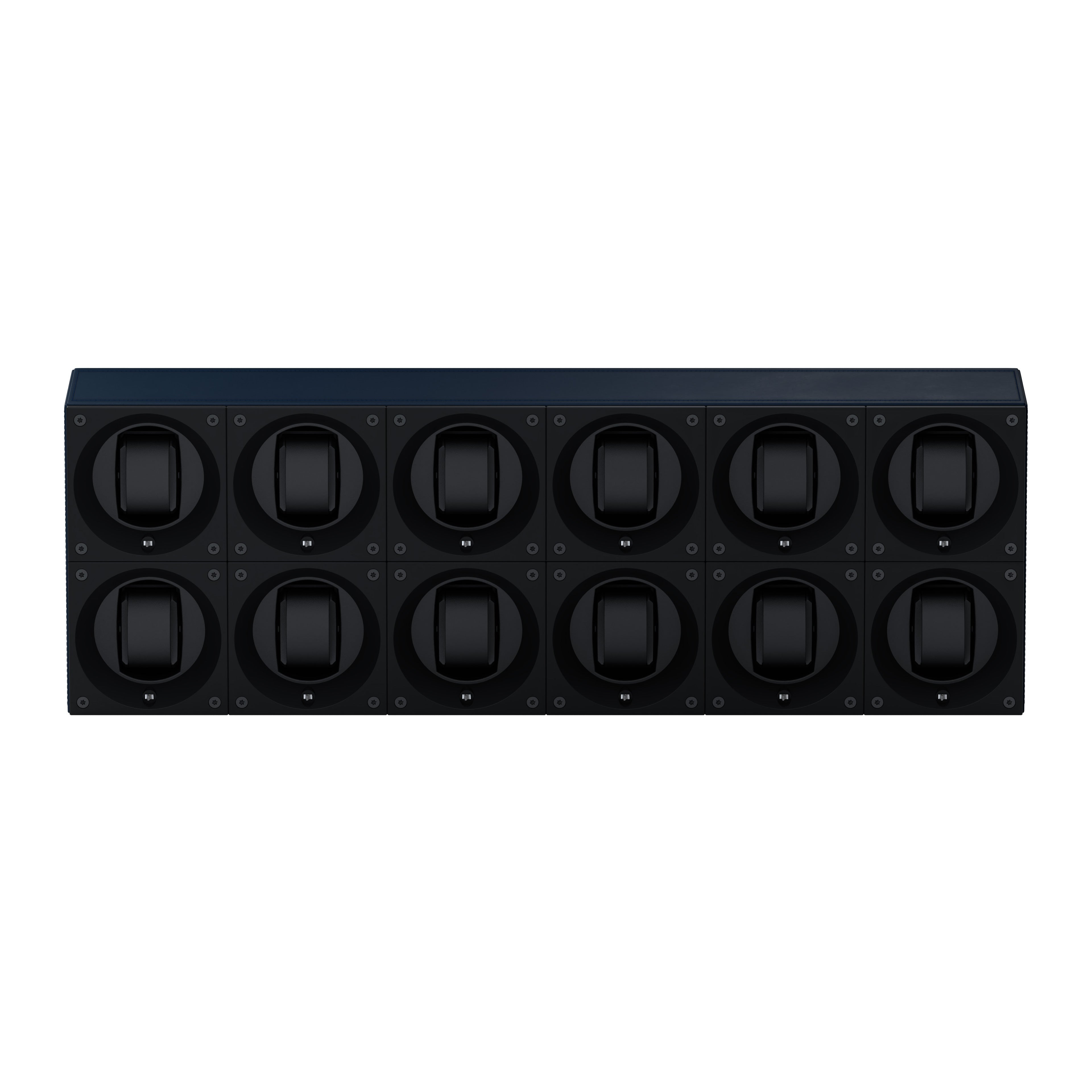 Masterbox 12 watches Navy Blue Leather: rotating case for automatic watches