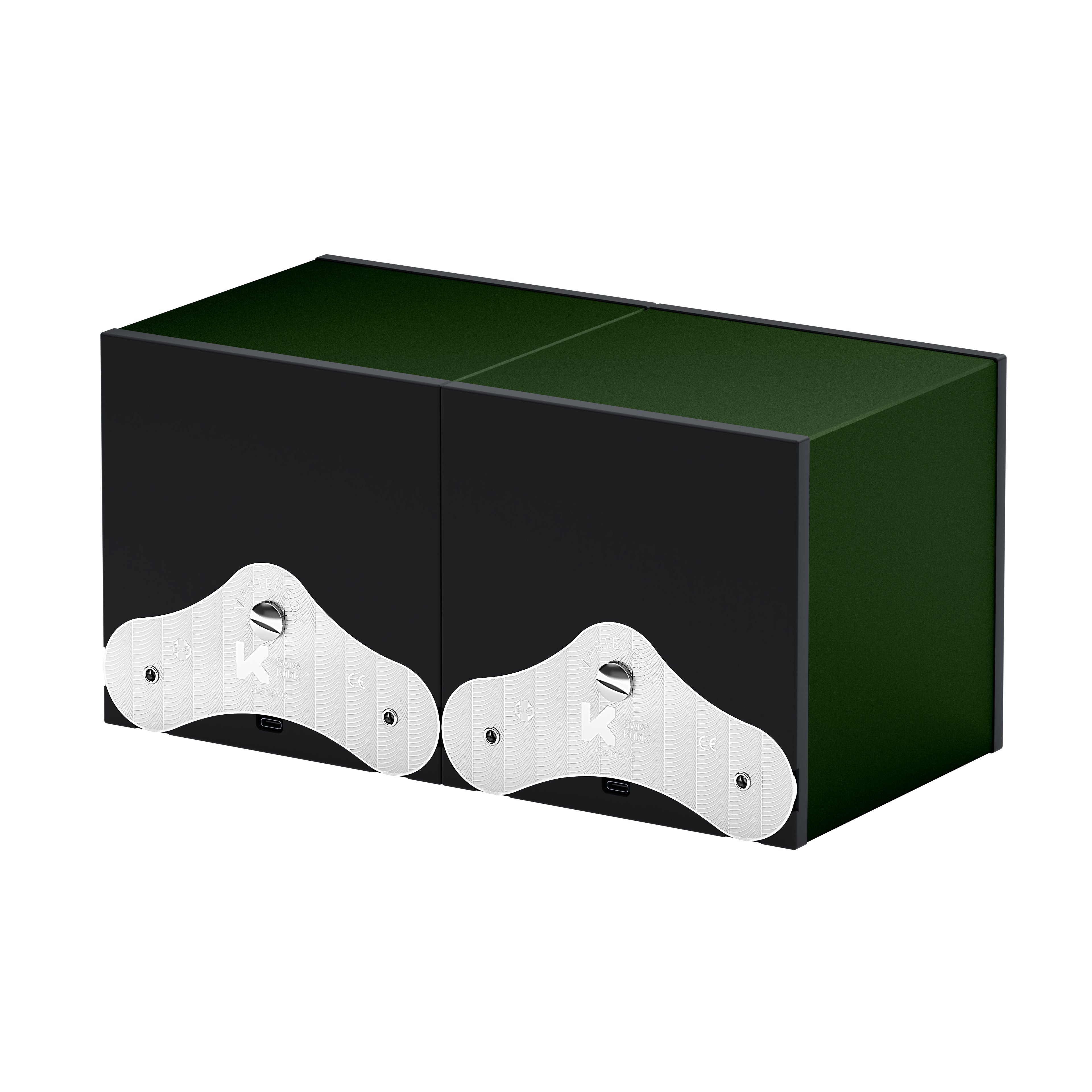 SwissKubik: Masterbox Aluminum Dark Green Automatic Watch Winder for 2 Watches