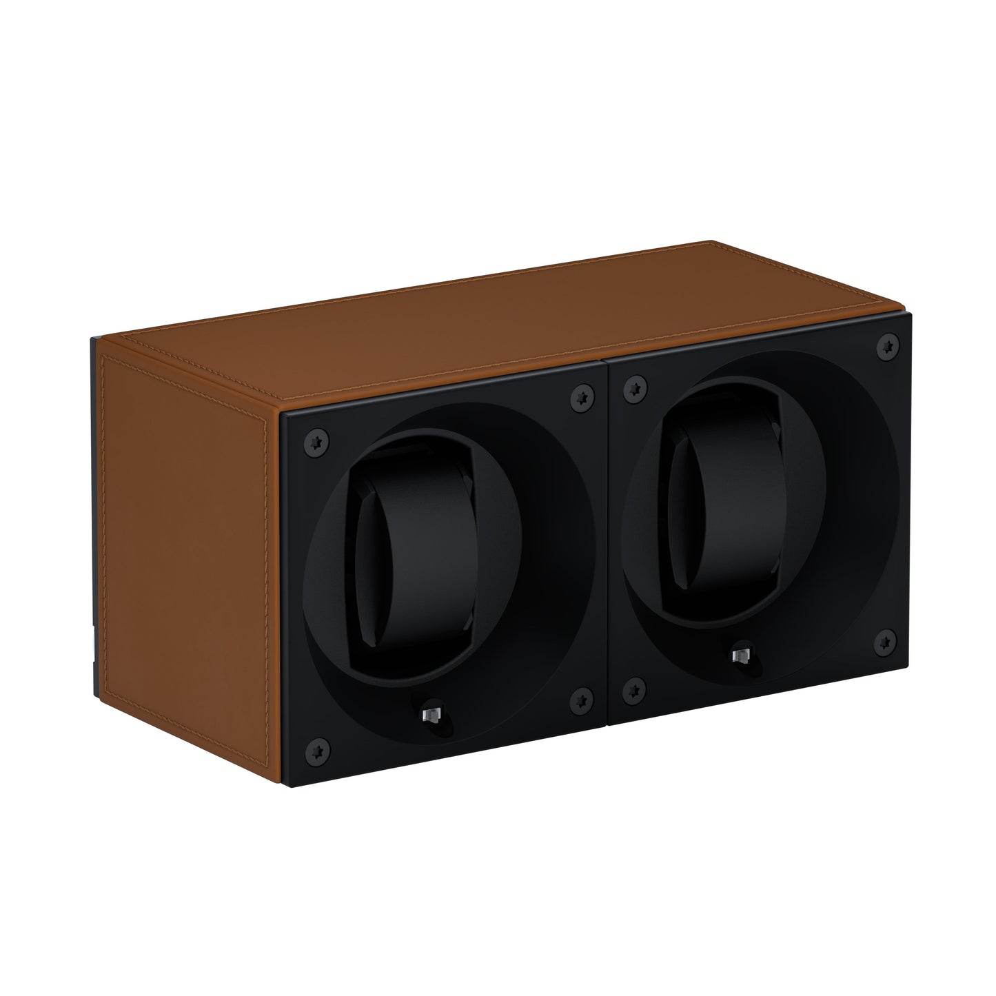 Automatic watch winder: Masterbox 2 watches Cognac leather