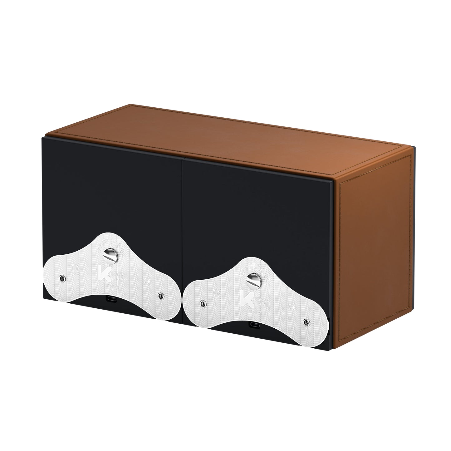 SwissKubik: Masterbox automatic watch winder Cognac leather for 2 watches