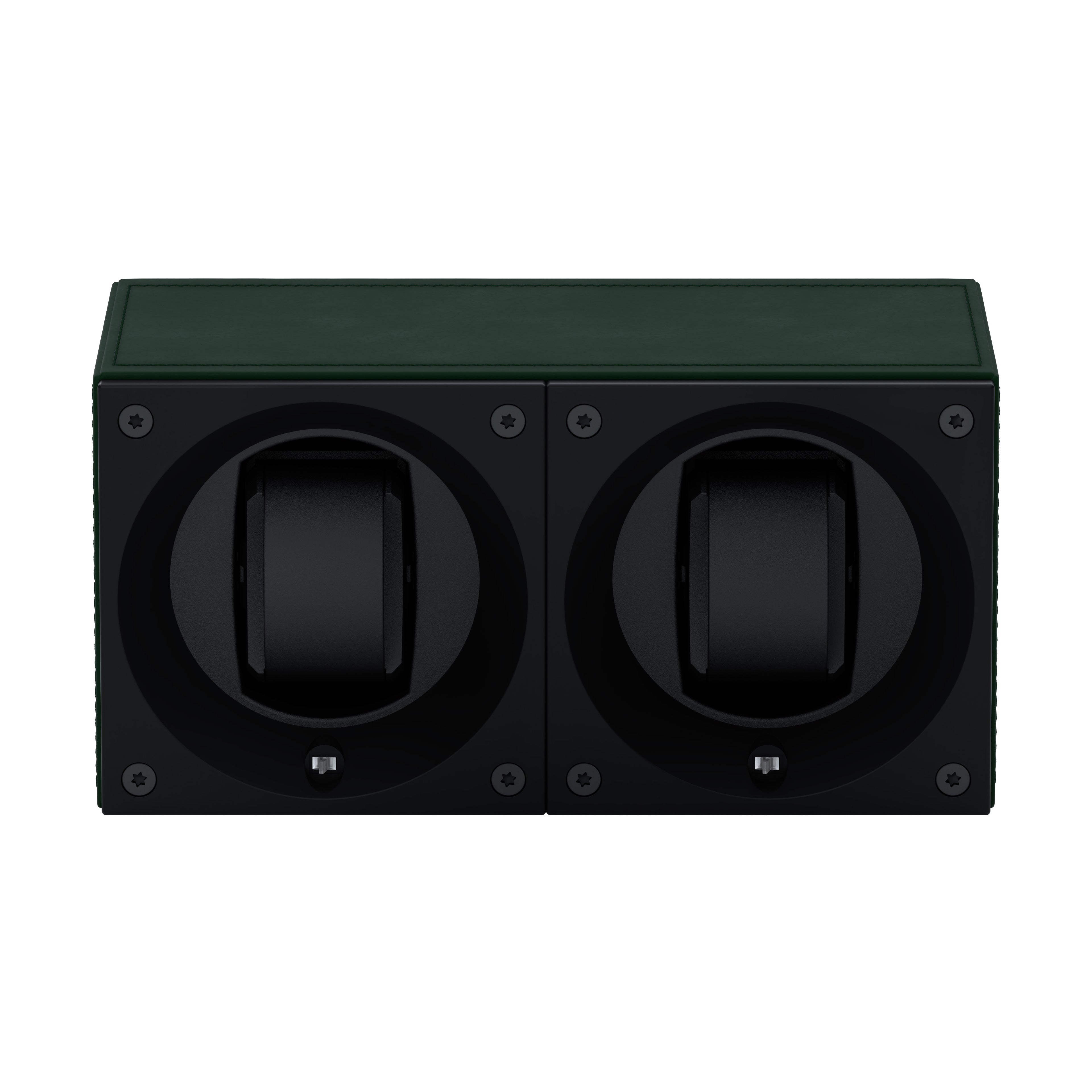 Masterbox 2 watches Green Leather: rotating case for automatic watches