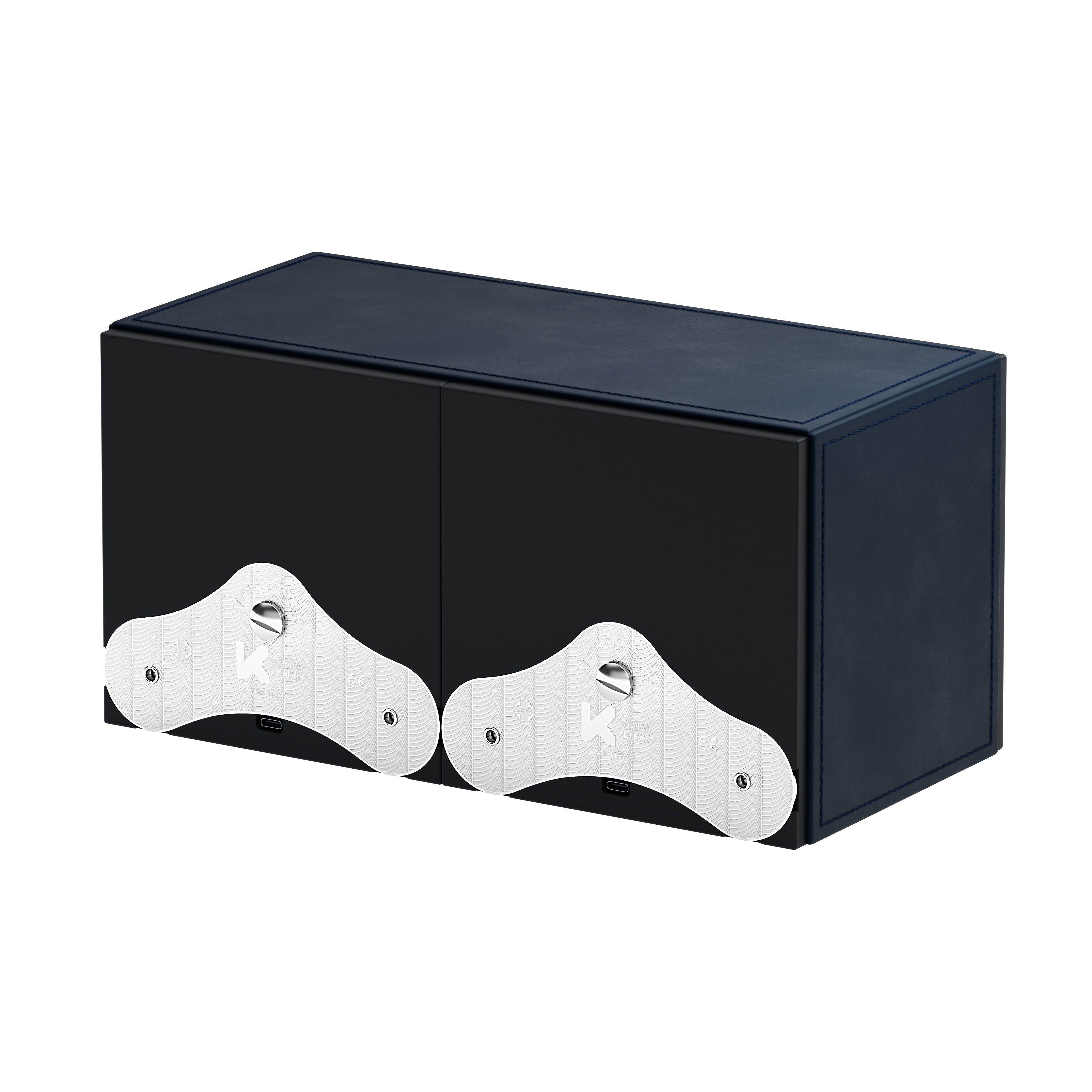 SwissKubik: Masterbox automatic watch winder, Navy Blue Leather, 2 watches