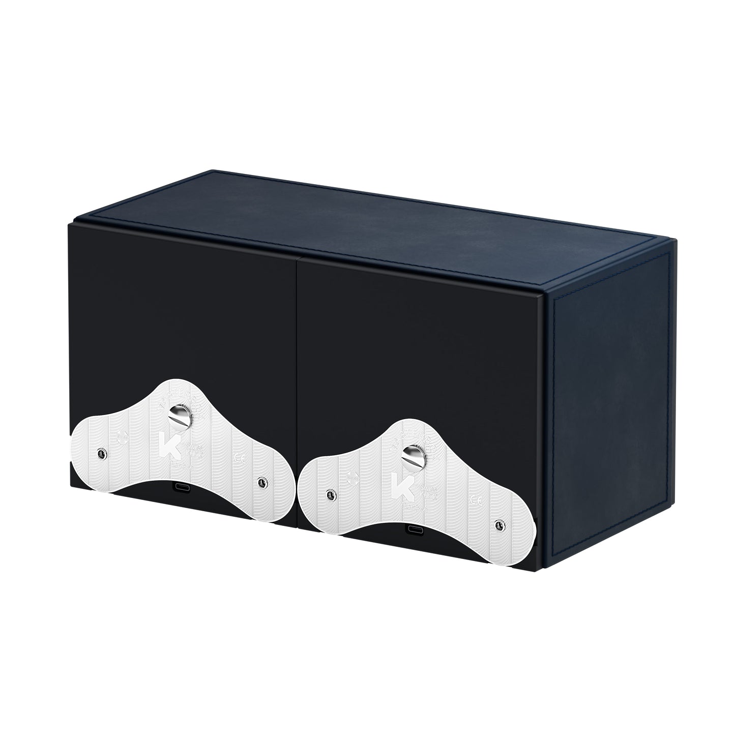 SwissKubik: Masterbox automatic watch winder, Navy Blue Leather, 2 watches