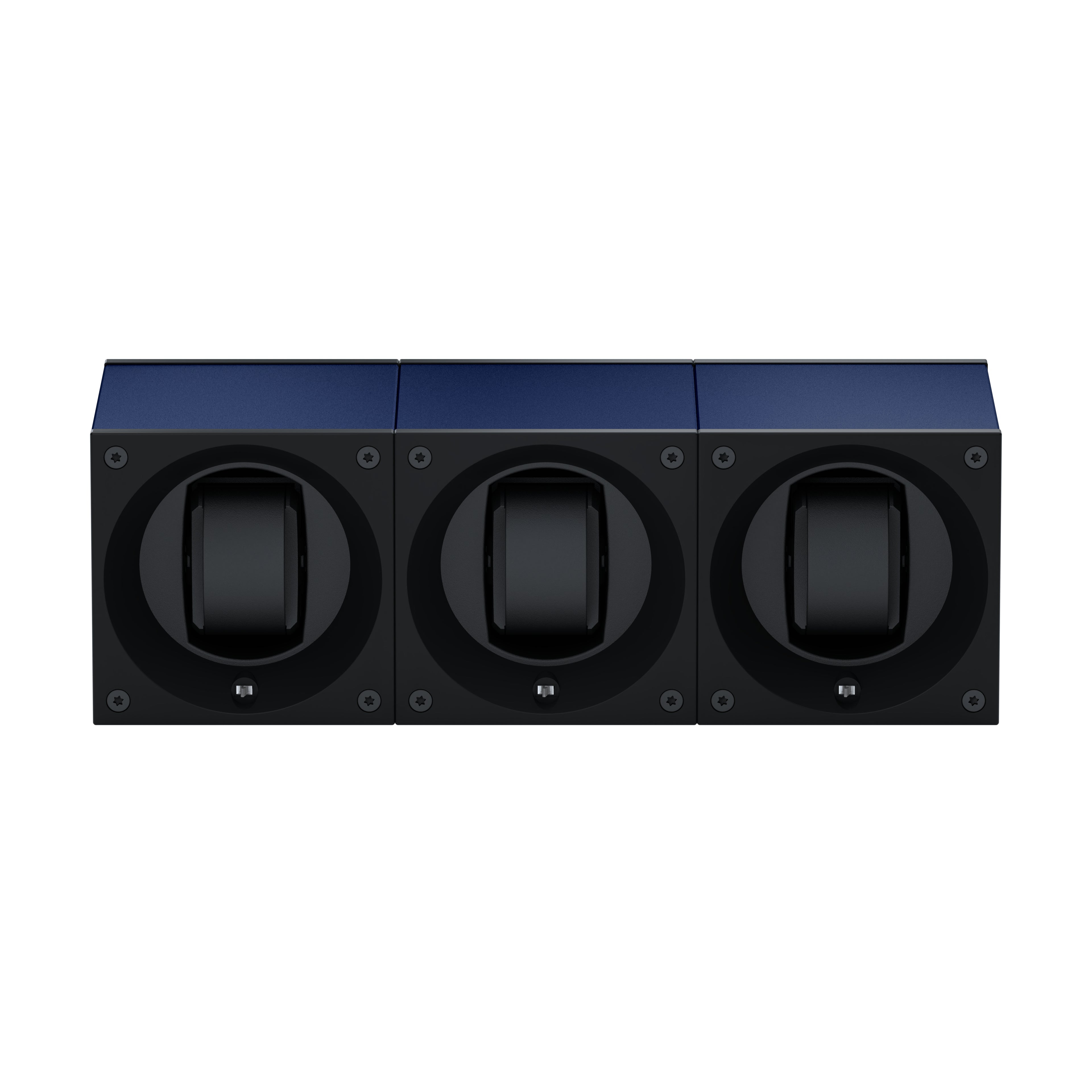 Masterbox 3 watches Aluminum Navy Blue: rotating case for automatic watches