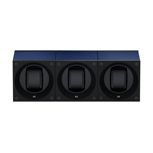 Masterbox 3 watches Aluminum Navy Blue: rotating case for automatic watches