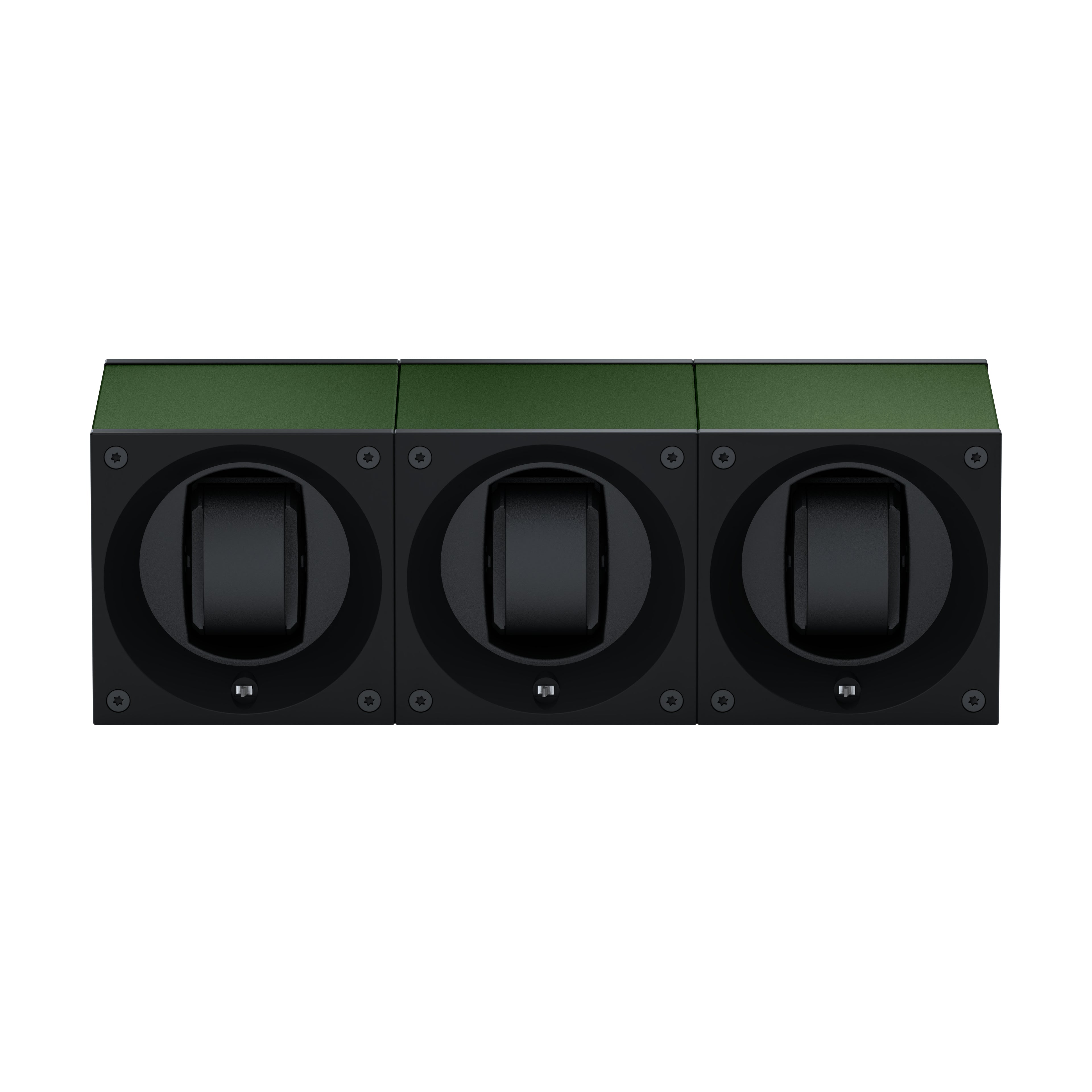 Masterbox 3 watches Dark Green Aluminum: rotating case for automatic watches