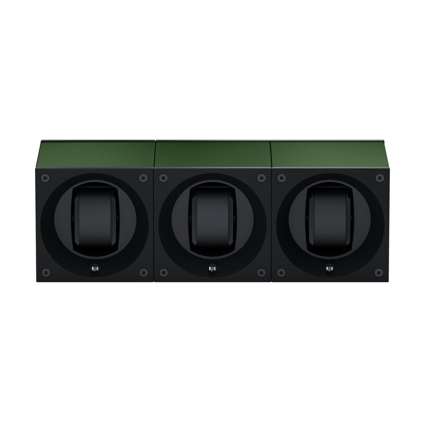 Masterbox 3 watches Dark Green Aluminum: rotating case for automatic watches
