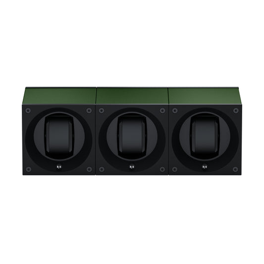 Masterbox 3 watches Dark Green Aluminum: rotating case for automatic watches