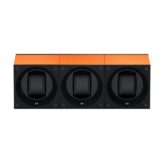 Masterbox 3 watches Aluminum Orange: rotating case for automatic watches