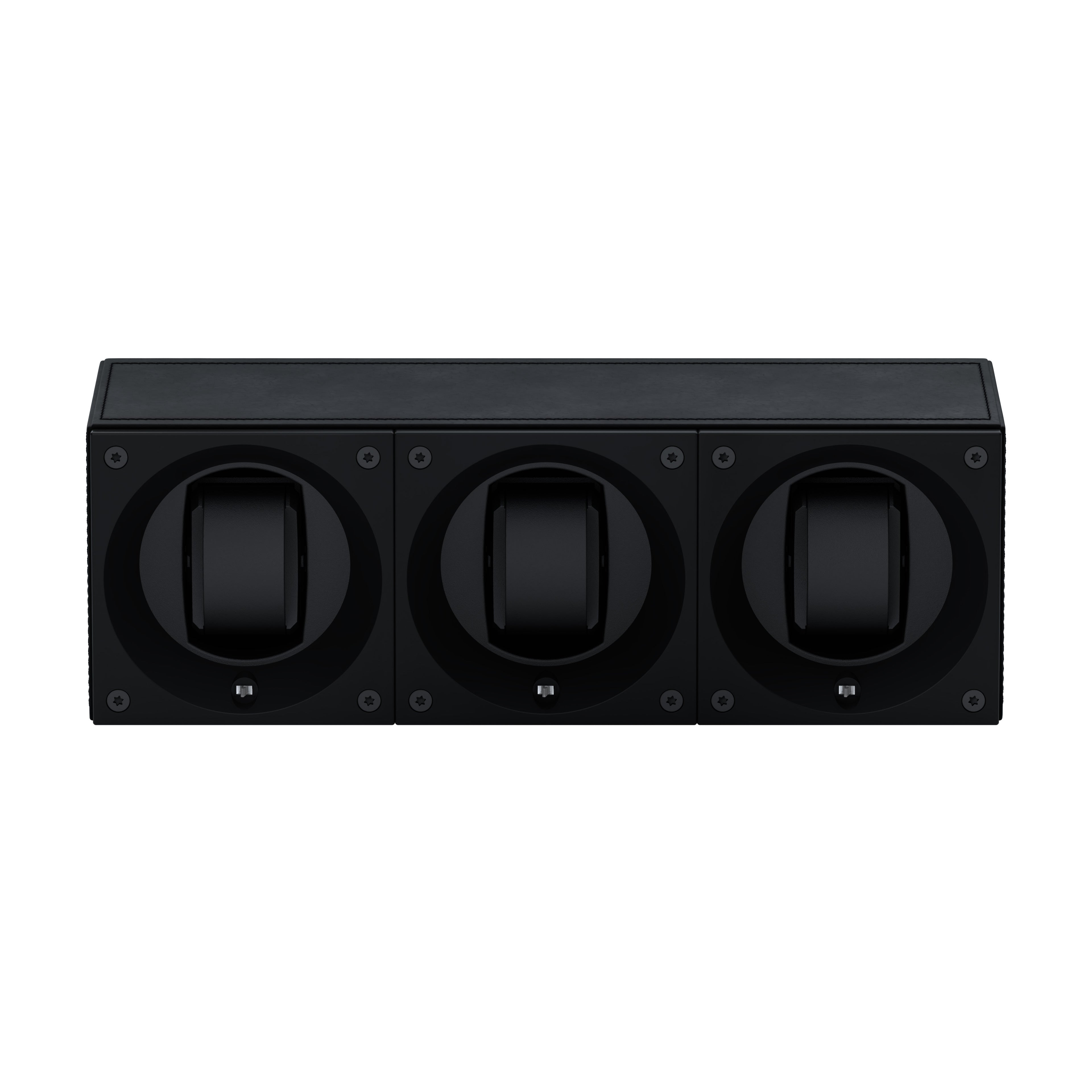 Masterbox 3 watches Black Leather: rotating case for automatic watches